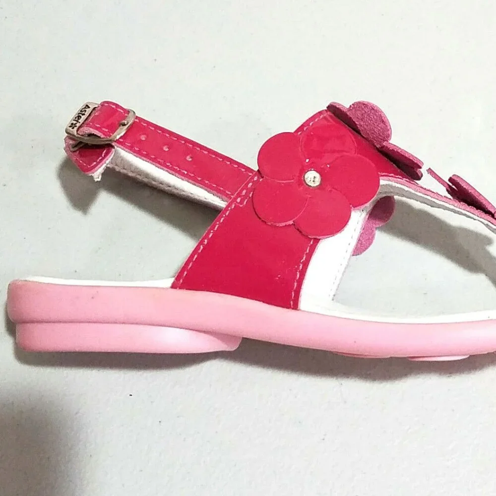 Hot Pink sz 8 Tdlr sz 1 Girls Aster France lk‎ Livie & Luca  Sandals 3-D Flowers